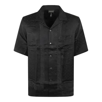 Emporio Armani Short Sleeve Shirts, male, Black, Size: 2XL Fancy Paisley Shirt
