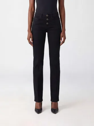 Liu Jo Jeans flared a vita media in denim di cotone con logo metallico