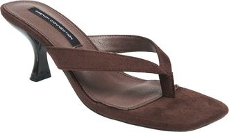 French Connection Trinity Faux Suede Thong Kitten Heel in Brown at Nordstrom, Size 10