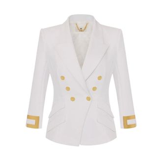 Elisabetta Franchi Blazer Doppiopetto de Cr&ecirc;pe El&aacute;stico - Jackets - Mujer - Beige - XS
