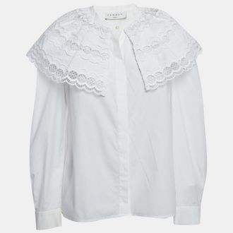 Sandro White Cotton Lace Collar Ernesta Blouse