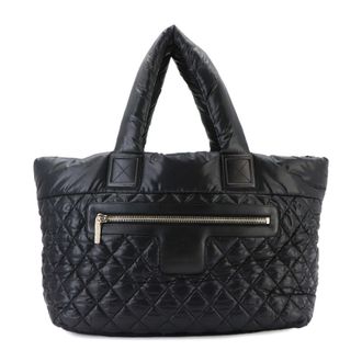 Chanel Black Nylon Leather Handbag Tote Bag (Pre-Owned)