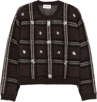 Ermanno Scervino Maglione a quadri con decorazione - Marrone