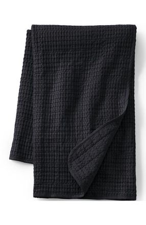 Lands End Waffle Weave Throw Blanket in Black Slate at Nordstrom