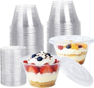 OEM Vasitos De Pl&aacute;stico Para Postres De 200 Ml, 50 Unidades, Vasitos Transparentes Reutilizables Para Postres, Para Mousse, Helado, Pastel Y Fiestas