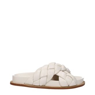 Fabiana Filippi Beige Leather Womens Slippers