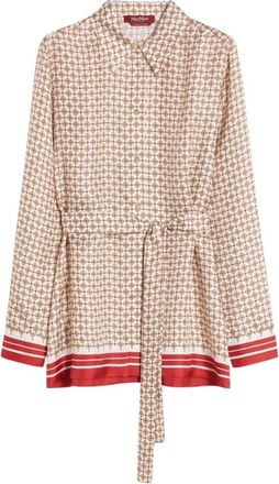 Max Mara Zijden Twill Shirt - Dames - Overhemden - Rood - XS - Overhemden