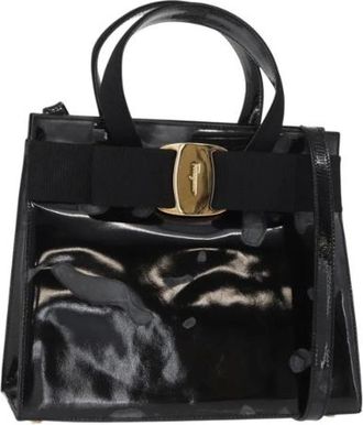 Ferragamo Pre-owned Handbags, female, Black, Size: ONE SIZE Pre-owned Coated Canvas Handbag