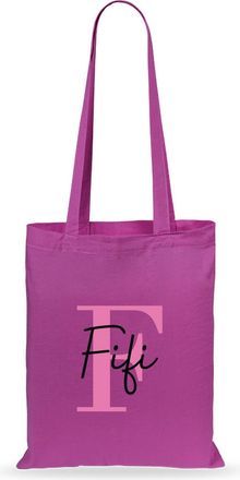 eBuy GB Personalised Tote Bag, Custom Alphabet Cotton Shopper with Initial & Name, Birthday Gift Bag, Goodie Bag, Kids Party Bags, Bag For Life, Reusable Bag 