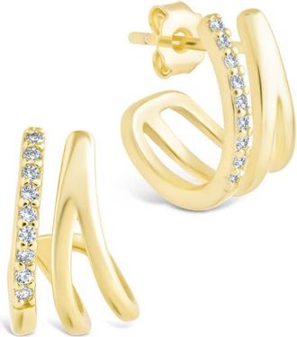 Sterling Forever Harlowe Claw Hoop Earrings in Gold at Nordstrom