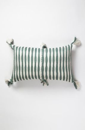 Archive New York Antigua Classic Striped Handwoven Cotton Throw Pillow in Dusty Green And Ivory at Nordstrom, Size 12X20