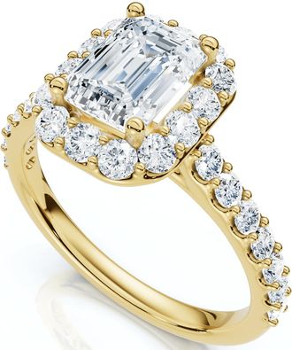 Pompeii3 1 3/4Ct Emerald Cut Diamond Halo Engagement Ring 10k Gold Lab Grown
