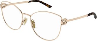 Gucci Glasses, unisex, Yellow, Size: 57 MM Butterfly Frame