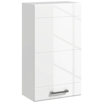 Kleankin Kleankin Armario De Ba&ntilde;o De Pared, Mueble De Ba&ntilde;o Colgar Con Estante Ajustable, Para Cocina, Lavadero, Dormitorio, Blanco Brillo