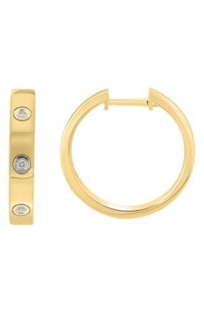 Effy 14K Gold Plated Sterling Silver Diamond Huggie Hoop Earrings at Nordstrom Rack