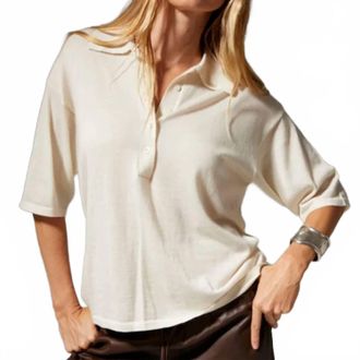 SPRWMN Short Sleeve Oversized Polo In Chalk