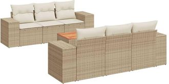 vidaXL Vidaxl - Set Sof&aacute;s De Jard&iacute;n 7 Piezas Y Cojines Rat&aacute;n Sint&eacute;tico Beige