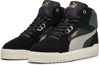 Puma Sneaker PUMA SHUFFLE DOWNTOWN MID WTR, Damen, Gr. 44,5, puma schwarz, gray echo, puma gold, Leder, Schuhe Sneaker, Winterschuhe, Sneakerboots, gef&uuml;tte