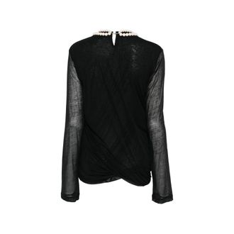 Junya Watanabe Pearl-Embellished Cotton T-Shirt - Black