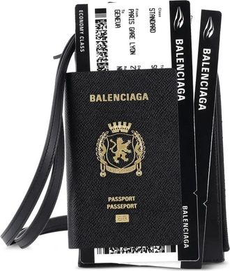 Balenciaga Passport Phone Holder Printed Leather crossbody bag - Zwart