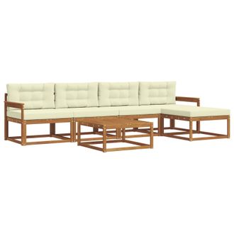 vidaXL Conjunto De Sof&aacute;s De Exterior Con Coj&iacute;n 6 Pcs Natural Y Crema Vidaxl