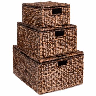 Best Choice Products Set Of 3 X-Large Multipurpose Hyacinth Storage Baskets, Handwoven Rectangular Organizer Tote