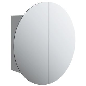 vidaXL Armario De Ba&ntilde;o Con Espejo Redondo Y Led Gris 40x40x17,5 Cm Vidaxl