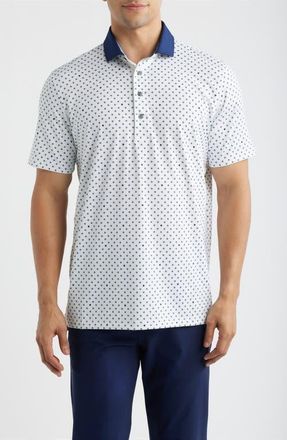Greyson G Squared Neat Logo Print Performance Golf Polo in Arctic at Nordstrom, Size Xx-Large