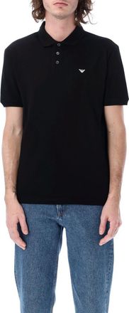Emporio Armani Black Logo cotton polo shirt