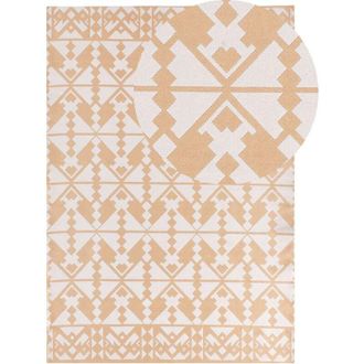 Beliani Beliani - Alfombra Moderna Para Interior Y Exterior Rectangular Con Dise&ntilde;o Geom&eacute;trico 160 X 230 Cm Beige Balasore