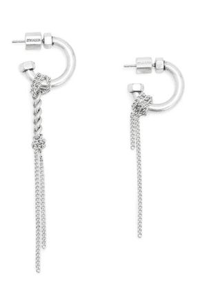AllSaints Mismatched Chain Drop Huggie Hoop Earrings in Rhodium at Nordstrom
