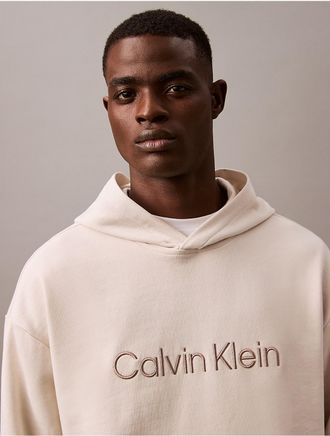 Calvin Klein Jeans Calvin Klein Mens Standard Logo Terry Relaxed Hoodie - White - XL