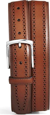 Allen Edmonds Manistee Brogued Leather Belt in Walnut at Nordstrom, Size 30