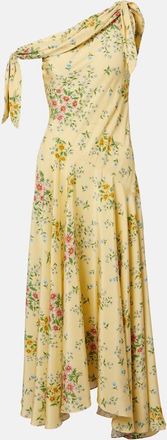 Rodarte Asymmetric floral silk midi dress