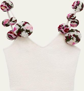 Loewe x Paulas Ibiza Pom-Pom Knit Crop Top