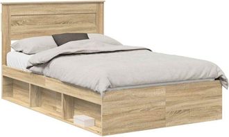 vidaXL Estructura De Cama Con Cabecera Roble Sonoma 135 X 190 Cm Vidaxl
