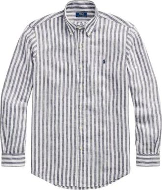 Polo Ralph Lauren Verticaal Gestreept Linnen Overhemd - Heren - Casual Overhemden - Blauw - S - Linnen - Overhemden