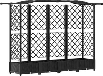 vidaXL Cama Elevada Con Trellis Y Techo Negro 203,5 X 40 X 123 Cm Pp Vidaxl