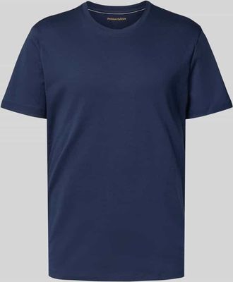 Christian Berg T-Shirt mit geripptem Rundhalsausschnitt in Marine, Größe XXL