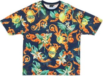 Dolly Noire Citroenen All Over Print T-shirt Blauw - Heren - T-shirts - Veelkleurig - L - Polyester - Tops