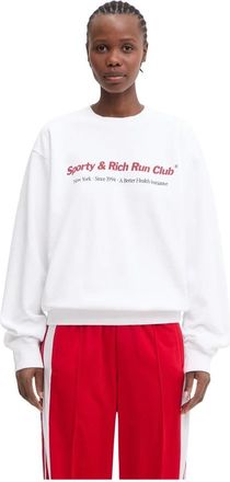 Sporty & Rich Run Club Oversized Sweatshirt - Dames - Sweatshirts - Wit - S - Katoen - Hoodies & sweatvesten