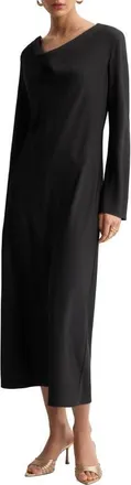 Mango Cowl Neck Long Sleeve Dress in Black at Nordstrom, Size 6