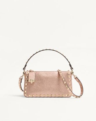 Valentino Garavani Valentino Garavani Rockstud Small Crossbody Bag In Laminated Grainy Calfskin Leather Wo