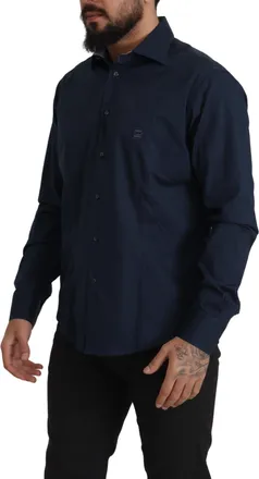 Roberto Cavalli Mens Navy Blue Cotton Dress Formal Shirt