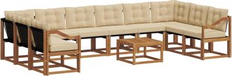 vidaXL Conjunto De Sof&aacute;s De Exterior 11 Uds. Natural Y Beige Vidaxl