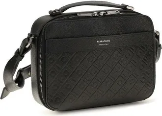 Ferragamo Mens Black Calf Leather Bos Taurus Shoulder Bag