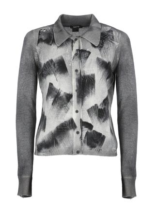 Avant Toi Grey Abstract Pattern Cashmere Cardigan