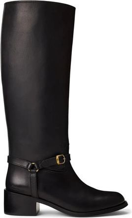 Polo Ralph Lauren Rijlaars - Dames - Hoge Laarzen - Zwart - 37 1/2 EU - Leer - Schoenen