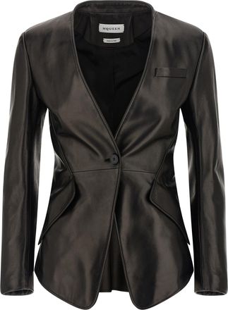 Alexander McQueen Nappa Blazer Blazers Nero-Donna