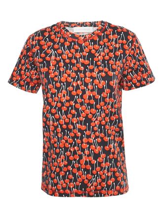 Victoria Beckham T-shirt met kersenprint - Blauw